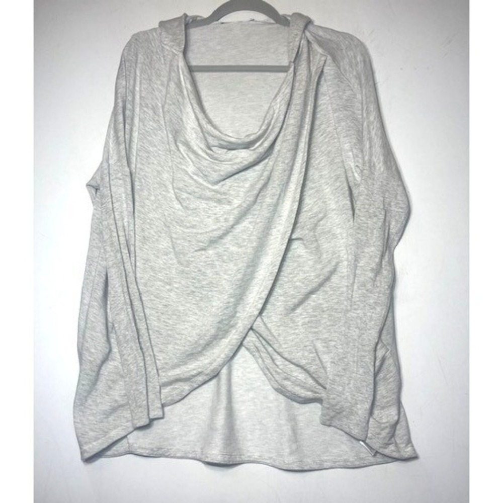 Athleta Purana Wrap Sweatshirt Light Grey Heather Hooded Small